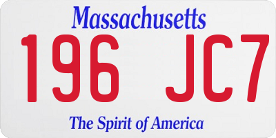 MA license plate 196JC7