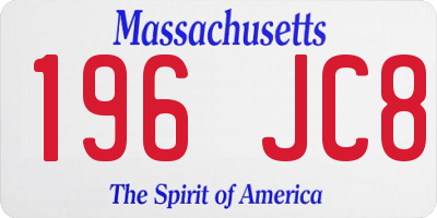 MA license plate 196JC8
