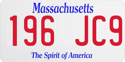 MA license plate 196JC9