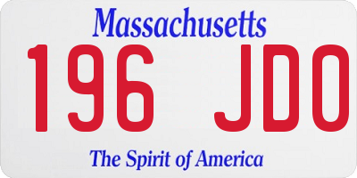 MA license plate 196JD0