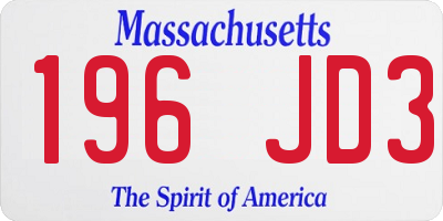 MA license plate 196JD3