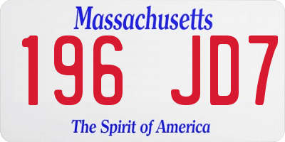 MA license plate 196JD7