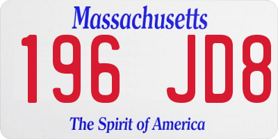 MA license plate 196JD8