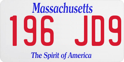 MA license plate 196JD9