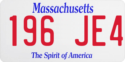 MA license plate 196JE4