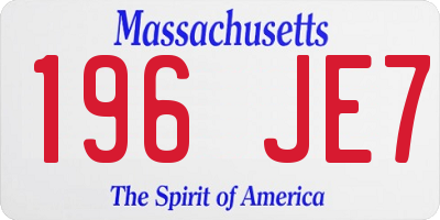 MA license plate 196JE7