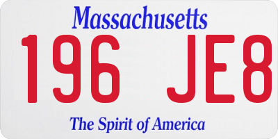 MA license plate 196JE8