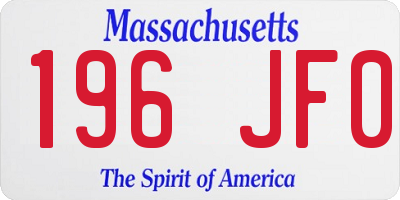 MA license plate 196JF0