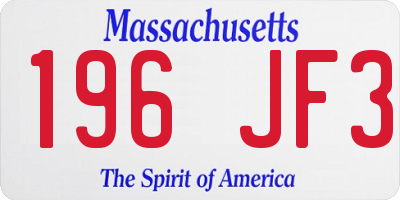 MA license plate 196JF3