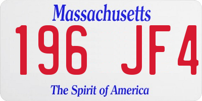 MA license plate 196JF4