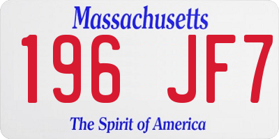 MA license plate 196JF7