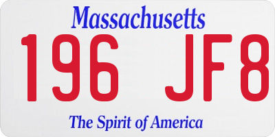 MA license plate 196JF8