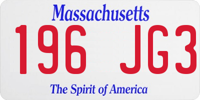 MA license plate 196JG3