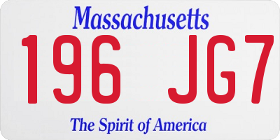 MA license plate 196JG7