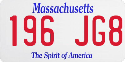 MA license plate 196JG8