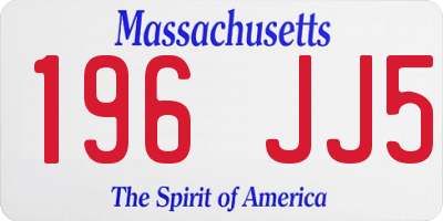 MA license plate 196JJ5