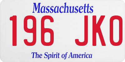 MA license plate 196JK0
