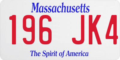 MA license plate 196JK4