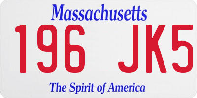 MA license plate 196JK5