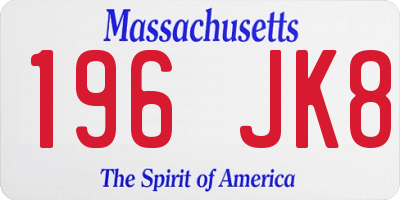 MA license plate 196JK8