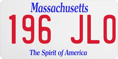 MA license plate 196JL0