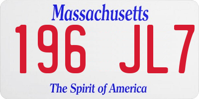 MA license plate 196JL7