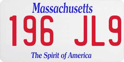 MA license plate 196JL9