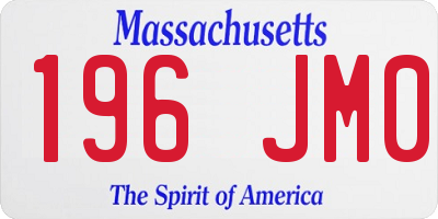 MA license plate 196JM0