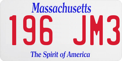 MA license plate 196JM3