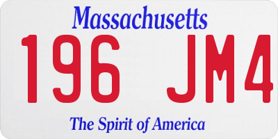MA license plate 196JM4