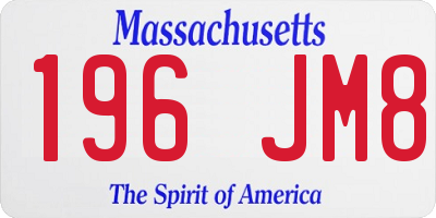 MA license plate 196JM8