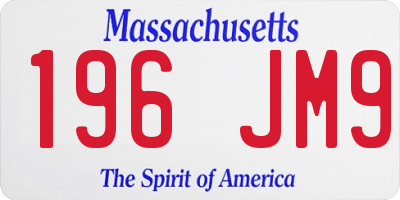 MA license plate 196JM9
