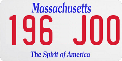 MA license plate 196JO0