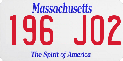 MA license plate 196JO2