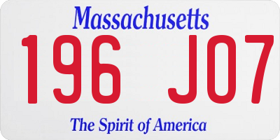 MA license plate 196JO7