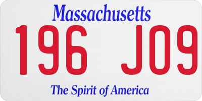 MA license plate 196JO9