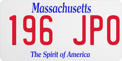 MA license plate 196JP0