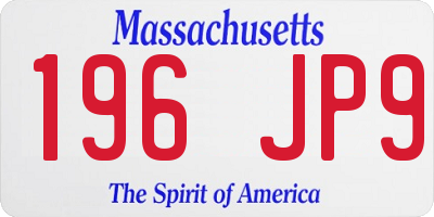MA license plate 196JP9