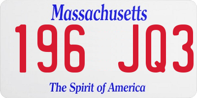 MA license plate 196JQ3