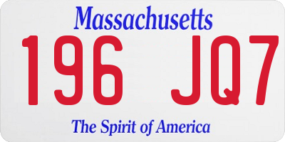 MA license plate 196JQ7