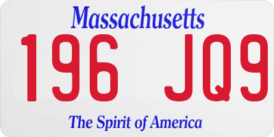 MA license plate 196JQ9