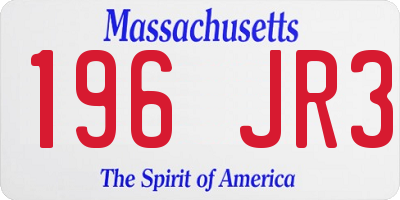 MA license plate 196JR3