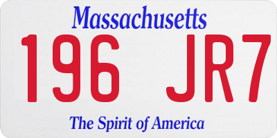 MA license plate 196JR7
