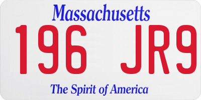 MA license plate 196JR9