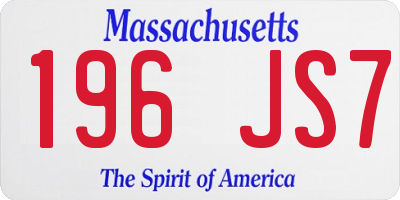 MA license plate 196JS7