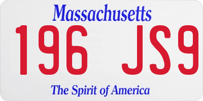 MA license plate 196JS9