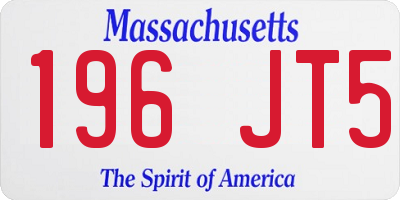 MA license plate 196JT5