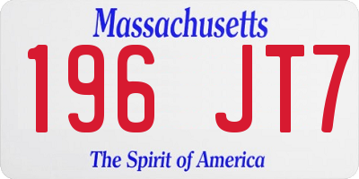 MA license plate 196JT7