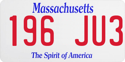 MA license plate 196JU3
