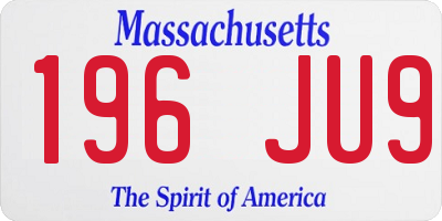 MA license plate 196JU9
